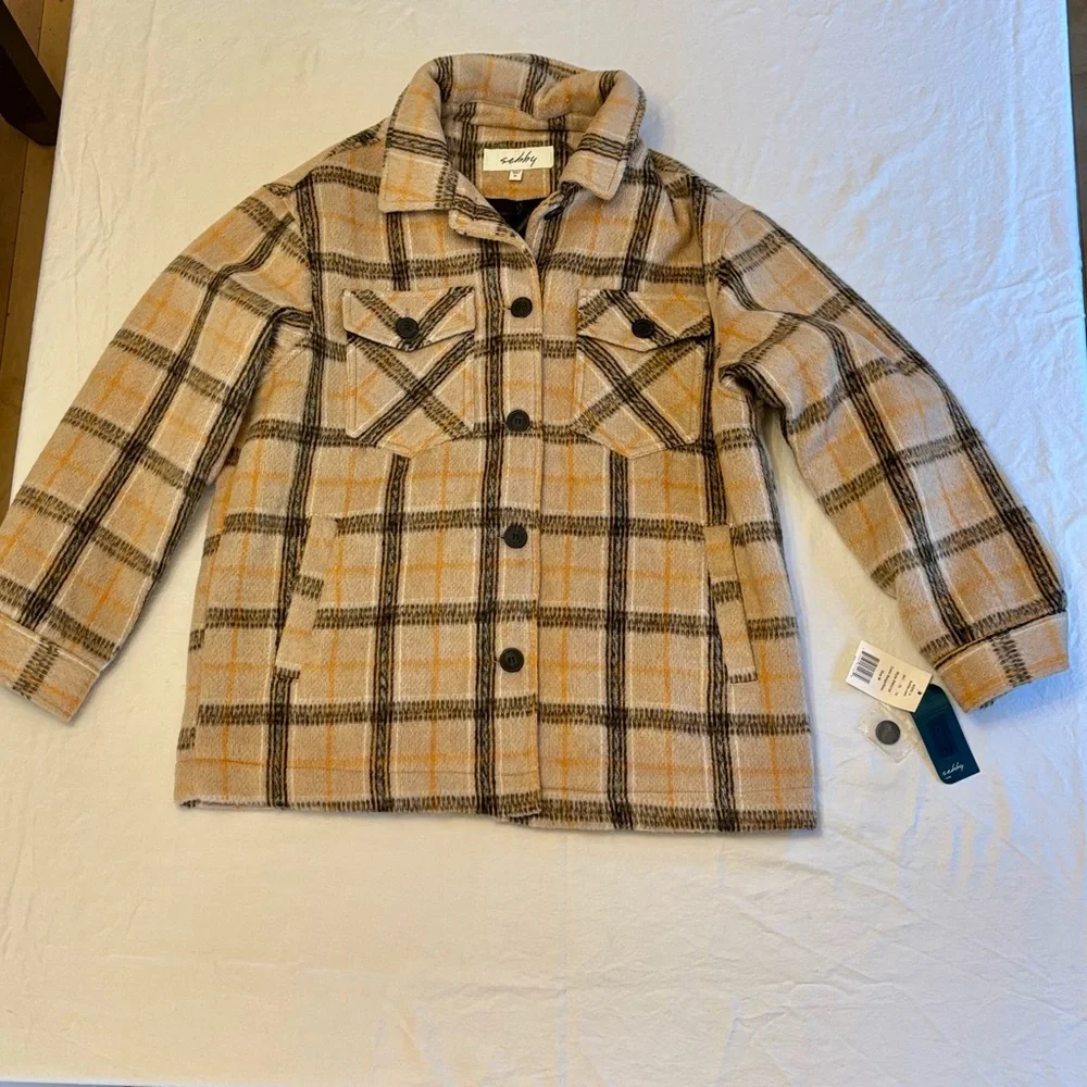 Sebby Tan and Black Plaid Blazer - NWT! - Picture 1 of 9